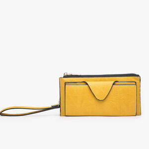 Kyla RFID Snap Closure Wallet Wristlet Mustard Yellow